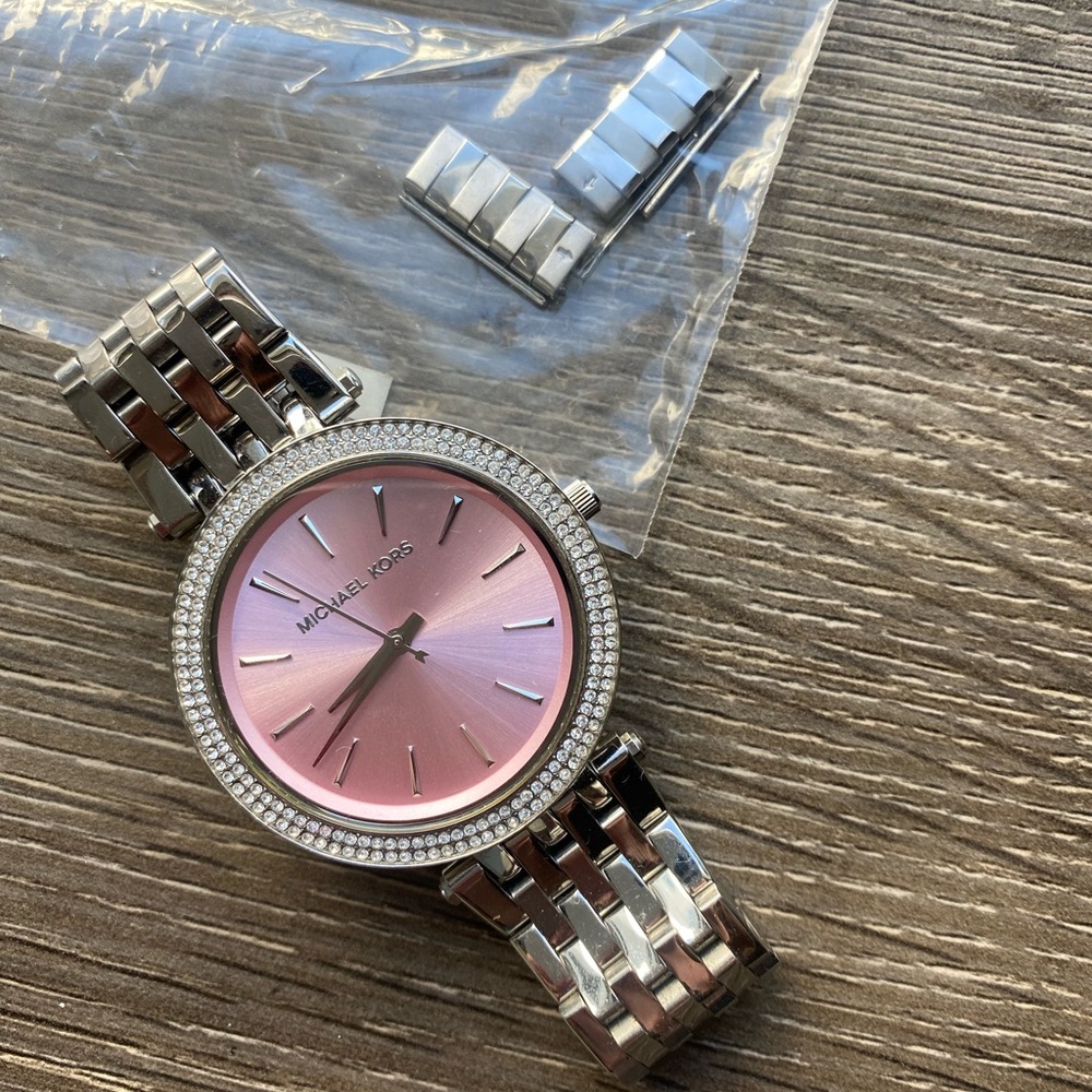 Michael Kors - Darci pink and pavé stainless steel watch